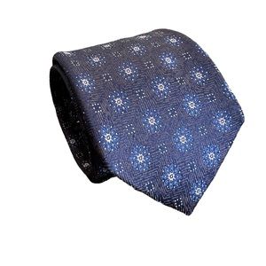 2/$15 JoS a Bank 1905 blue geometric pattern starburst floral mens neck tie